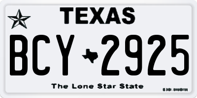 TX license plate BCY2925