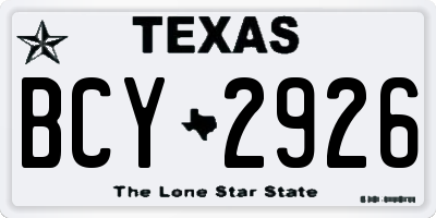 TX license plate BCY2926