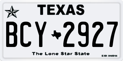 TX license plate BCY2927