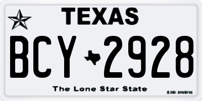 TX license plate BCY2928