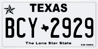 TX license plate BCY2929