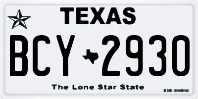 TX license plate BCY2930
