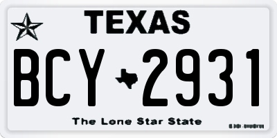 TX license plate BCY2931