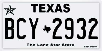 TX license plate BCY2932