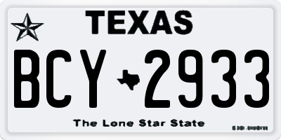 TX license plate BCY2933