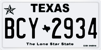 TX license plate BCY2934