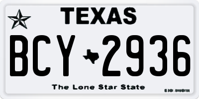 TX license plate BCY2936