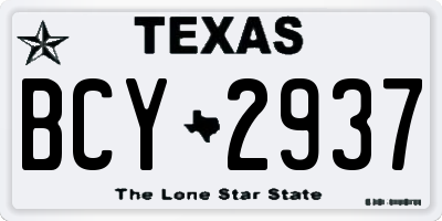 TX license plate BCY2937