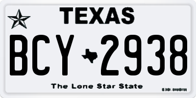 TX license plate BCY2938