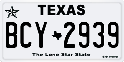 TX license plate BCY2939