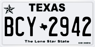 TX license plate BCY2942