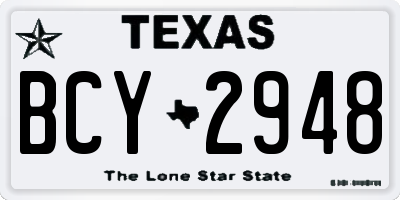 TX license plate BCY2948