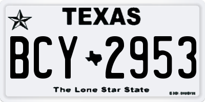 TX license plate BCY2953