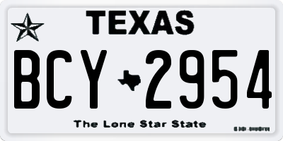 TX license plate BCY2954