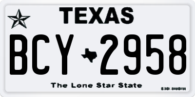TX license plate BCY2958