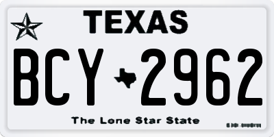 TX license plate BCY2962