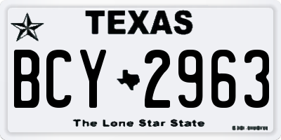 TX license plate BCY2963