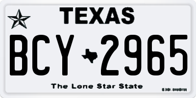 TX license plate BCY2965