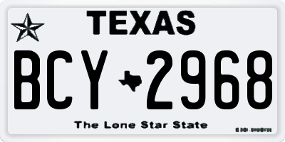 TX license plate BCY2968