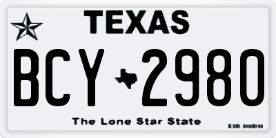 TX license plate BCY2980