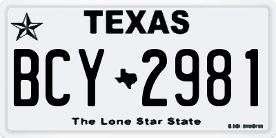 TX license plate BCY2981