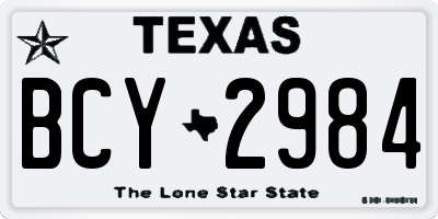 TX license plate BCY2984