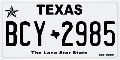 TX license plate BCY2985
