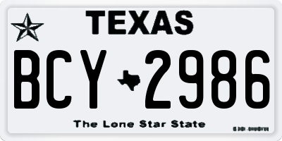 TX license plate BCY2986