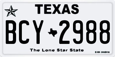 TX license plate BCY2988