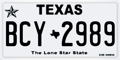 TX license plate BCY2989