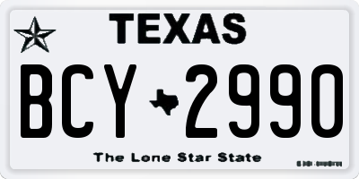TX license plate BCY2990