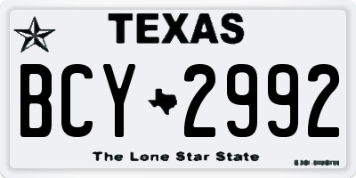 TX license plate BCY2992