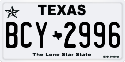 TX license plate BCY2996