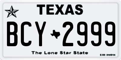 TX license plate BCY2999