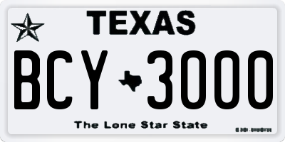 TX license plate BCY3000