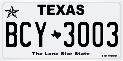TX license plate BCY3003