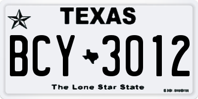 TX license plate BCY3012
