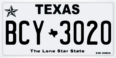 TX license plate BCY3020