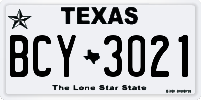 TX license plate BCY3021