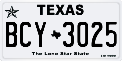 TX license plate BCY3025