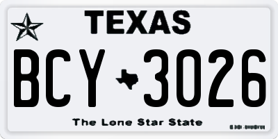 TX license plate BCY3026
