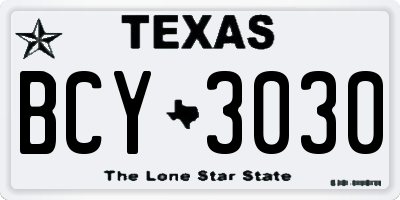 TX license plate BCY3030