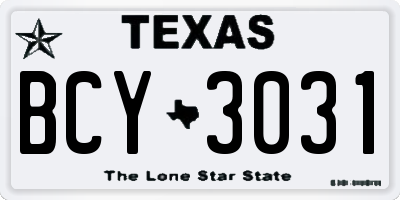 TX license plate BCY3031