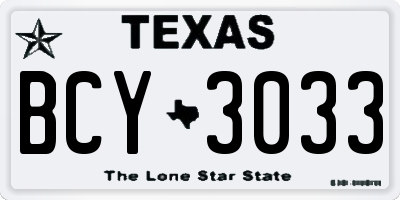 TX license plate BCY3033