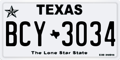 TX license plate BCY3034