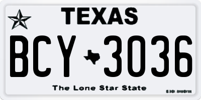 TX license plate BCY3036