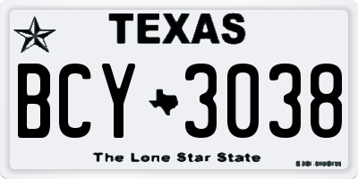 TX license plate BCY3038