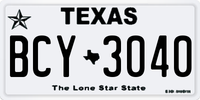 TX license plate BCY3040