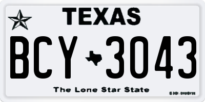 TX license plate BCY3043