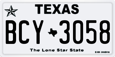 TX license plate BCY3058